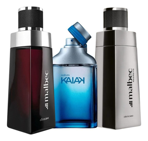 Kit Com 3 Perfumes - 1 Malbec Tradicional, 1 Malbec Magnetic E 1 Kaiak  