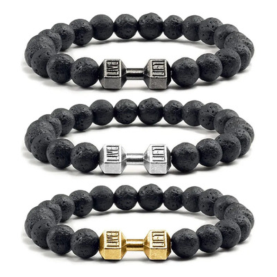 Dazisiny 3pzs Pulsera Triple Mancuerna de Piedra Volcánica Hombres,Regalos para novio y hombres,papá. | MercadoLibre