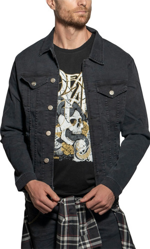 Campera De Jean Blackstar Negra Gastada Hombre Sibari