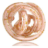 Enfeite Bola Nó De Murano Decorativo Rosa Com Dourado Rose