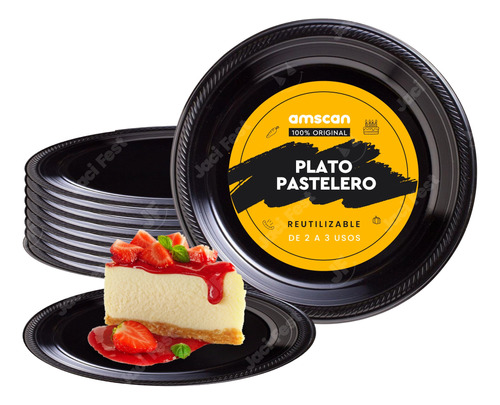 Plato Pastelero Plástico 18cms Colores Amscan Paq C/20 Pzas