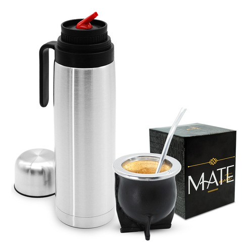 Set De Mate Camionero Uruguayo Termo Acero Inox Y Bombilla 