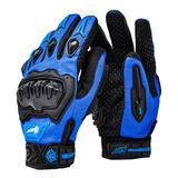 Guantes Para Moto Kov Delta Azul Con Limpiador De Mica Liso