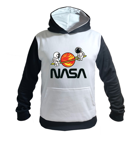 Buzo Hoodie Blanco/negro Nasa Astronautas 