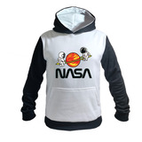 Buzo Hoodie Blanco/negro Nasa Astronautas 