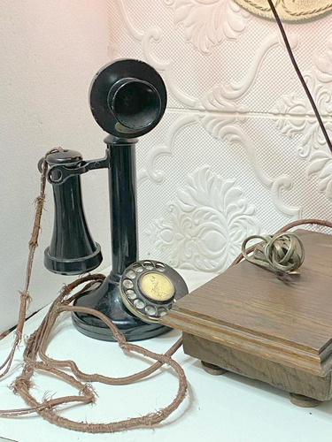  Antigo Telefone Castiçal Original, Americano, Raro Lindo
