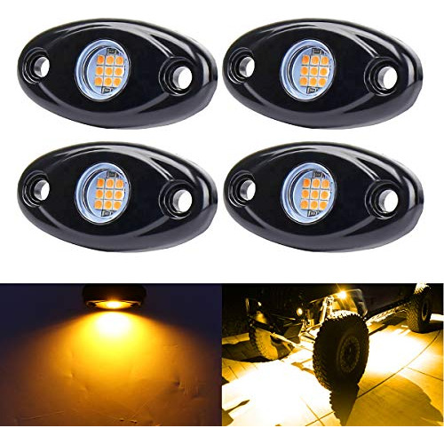 Luces De Roca Led Amarillas, 4 Cápsulas De Neón De 12...