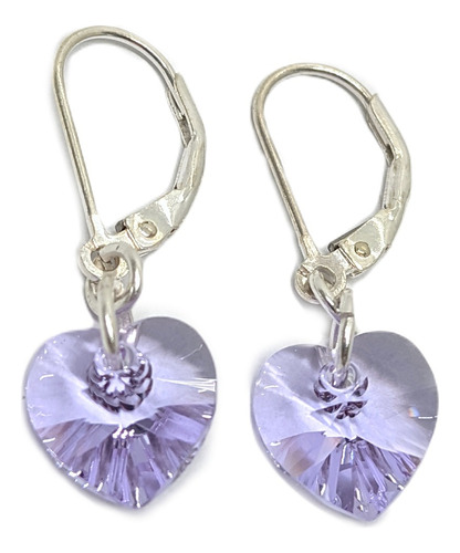 Aros Con Cristal Swarovski Corazon 10mm Plata 925