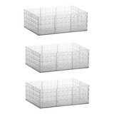 3 Organizador Caixa Empilhavel 23x16x8cm Multiuso Quadratta