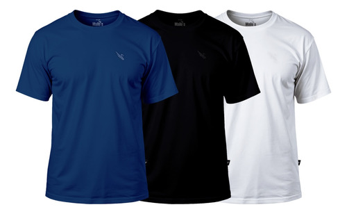 Kit 3 Camiseta Masculina Algodão Peruano Com Elastano