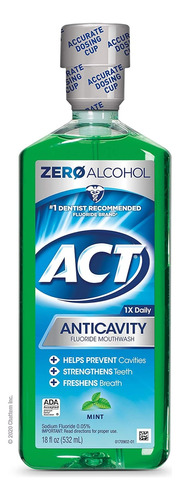 Act Anticavity Fluoreto Rinse Sem Álcool Menta 532ml Imp Usa