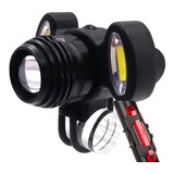 Kit Farol Para Bicicleta 3 Focos Led T6 Zoom + Sinalizador 