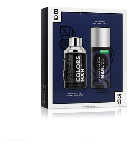 Kit Perfume De Mujer Benetton Colors Black Man Edt