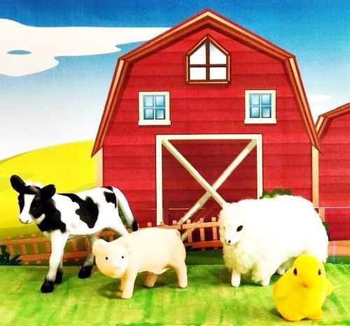 Animalitos De La Granja X 4 (vaca,oveja,pollito,chanchito)
