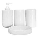 Dispensador De Jabon Set De Baño 4 Piezas Blanco