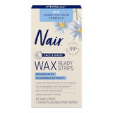 Nair Sensitive Hair Remover Wax Ready Strips, Tiras De Cera
