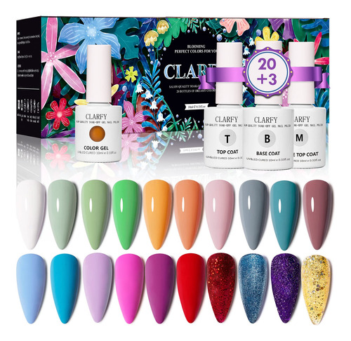 Esmalte De Uas De Gel Con Mayor Capacidad, Clarfy 20+3 Kit D