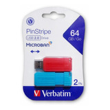 2 Pendrive 64 Gb Verbatim Pinstripe Usb Drive Microban