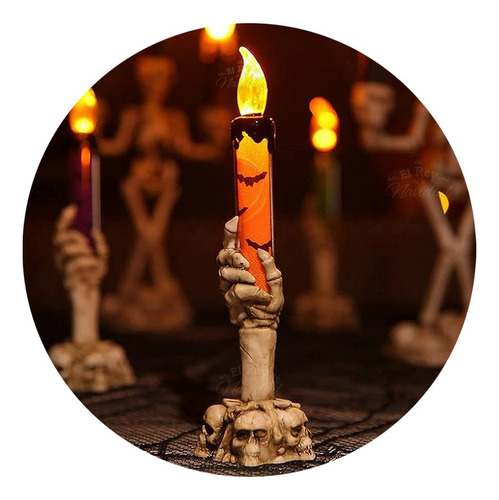 Oferta Vela Led Candelabro Calavera Fiesta Halloween 