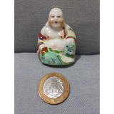 Miniatura Buda Antigo Porcelana Com Furos Nas Orelhas  7cm  