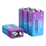 Pallus Baterias Recargables De 9 V, Paquete De 4 Baterias Re