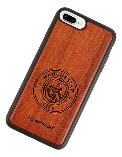 Funda Para iPhone Manchester City Madera Grabada Tu Nombre