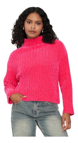 Sweater Mujer Chenille Rib Fucsia Corona