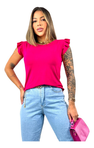 Blusa Feminina Babado Blusinha Regata Lançamento Tendência 