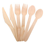 Set Cubiertos Servicios Madera Tenedor Cuchara Cuchillo Eco