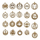 12 Esferas Navideñas Temática Starwars Mdf 3 Mm