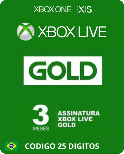 Xbox Live Gold 3 Meses - 25 Dígitos