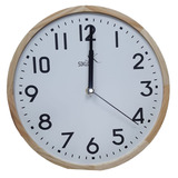Reloj Pared Madera Siklos 25cm Silencioso Sin Vidrio Color De La Estructura Marrón Claro Color Del Fondo Blanco