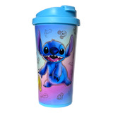 Mug Vaso Plastico Con Tapa Disney 100 Años Stitch Minnie 500