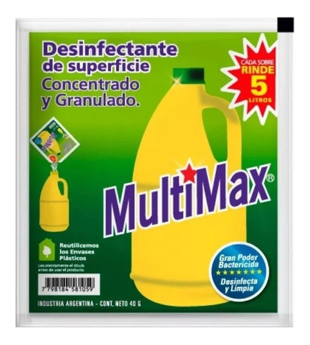 Lavandina Concentrada Y Granulada  Multimax 40g (rinde 5 Lt)