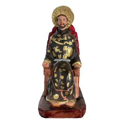 San Francisco De Asis, Sentado, 20cm, Resina, Escultura Marrón