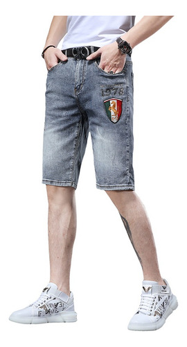 Denim Shorts For Men/hot Diamond Embroidery Casual Stretch