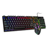 Kit Teclado Semi Mecânico + Mouse Gamer 3200dpi Rgb Led M300