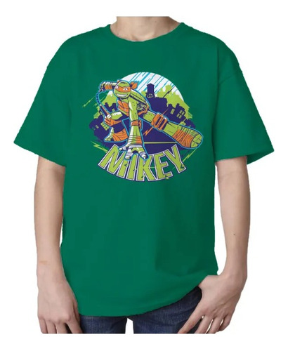 Polera Unisex Tortuga Ninjas Mikey Algodon Estampado