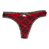 Panty Tanga Roja Cuadros Y Animal Print Victoria´s Secret M