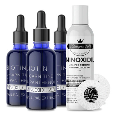 Minoxidil 20% 50ml + Shampoo Anticaída 6 Piezas