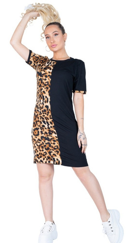 Poleron Vestido Corto Verano Animal Print