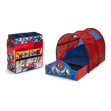 Cama Camita Infantil Play Area Toldo Y Juguetero Spiderman