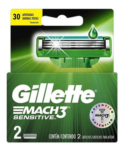 Gillette Mach 3 Sensitive Repuesto Afeitadorax 2 Cartuchos