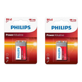 Bateria Alcalina Philips 9v 6lr61p1b/97 - Kit C/ 2