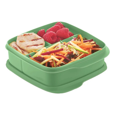 Tupperware Para Lunch C\u002F 3 Divisiones 550ml Topper Color Verde | MercadoLibre