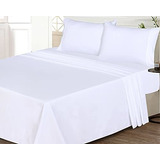 Sábanas Y Fundas - Ruvanti 4 Pcs Queen Size White Bed Sheets