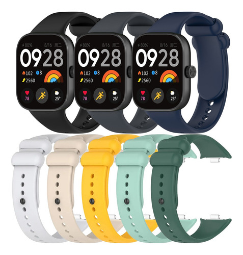 8 Correa Silicon Para Redmi Watch 4 / Xiaomi Mi Band 8 Pro