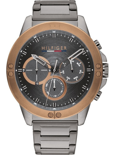 Reloj Tommy Hilfiger Hombre Harley 1791892 Color De La Malla Gris Oscuro Color Del Bisel Rosé Color Del Fondo Gris Oscuro