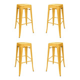 Set X4 Taburetes Altos Tolix Colores Especiales - Desillas Color Tono Amarillo