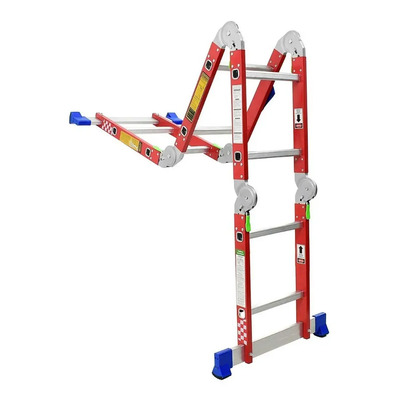 Escalera Multiposiciones Acero Peldaños 706768 150kg Color Rojo | Envío gratis